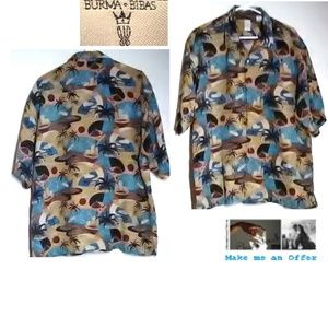 Birma Bibas Men's  Silk Hawaiian Shirt Size L